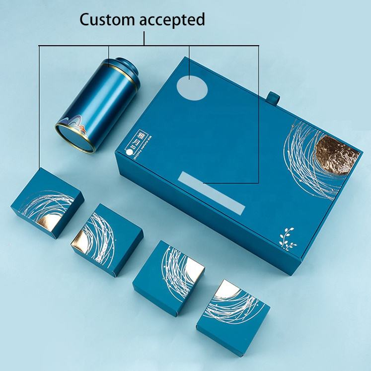 Creative Moon Cake Packaging | Empty Tea Gift Box | Mid Autumn Festival 4 Pieces 1 Tin Rigid Boxes | Printing Paper Box