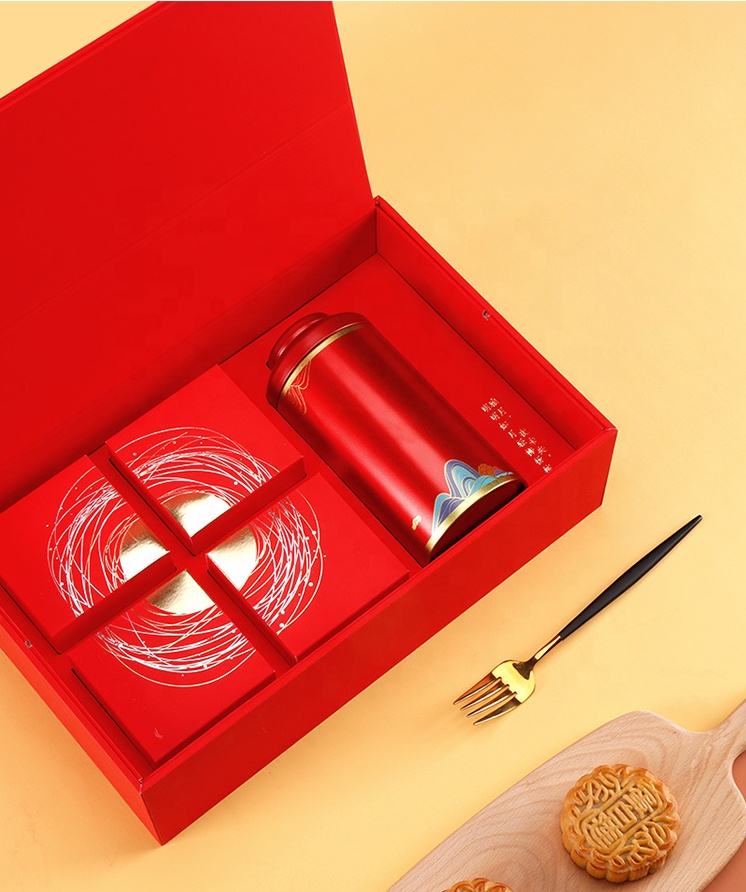 Creative Moon Cake Packaging | Empty Tea Gift Box | Mid Autumn Festival 4 Pieces 1 Tin Rigid Boxes | Printing Paper Box