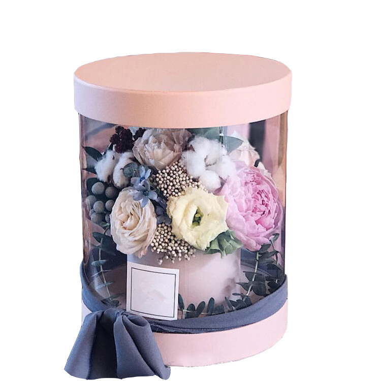 Guangdong Paper Round Cylinder Color Printing Packaging Acetate PVC Wall Flower Box | Custom Design & Eco-Friendly