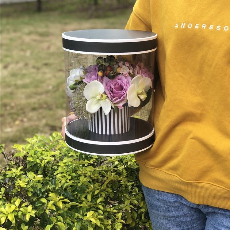 Guangdong Paper Round Cylinder Color Printing Packaging Acetate PVC Wall Flower Box | Custom Design & Eco-Friendly