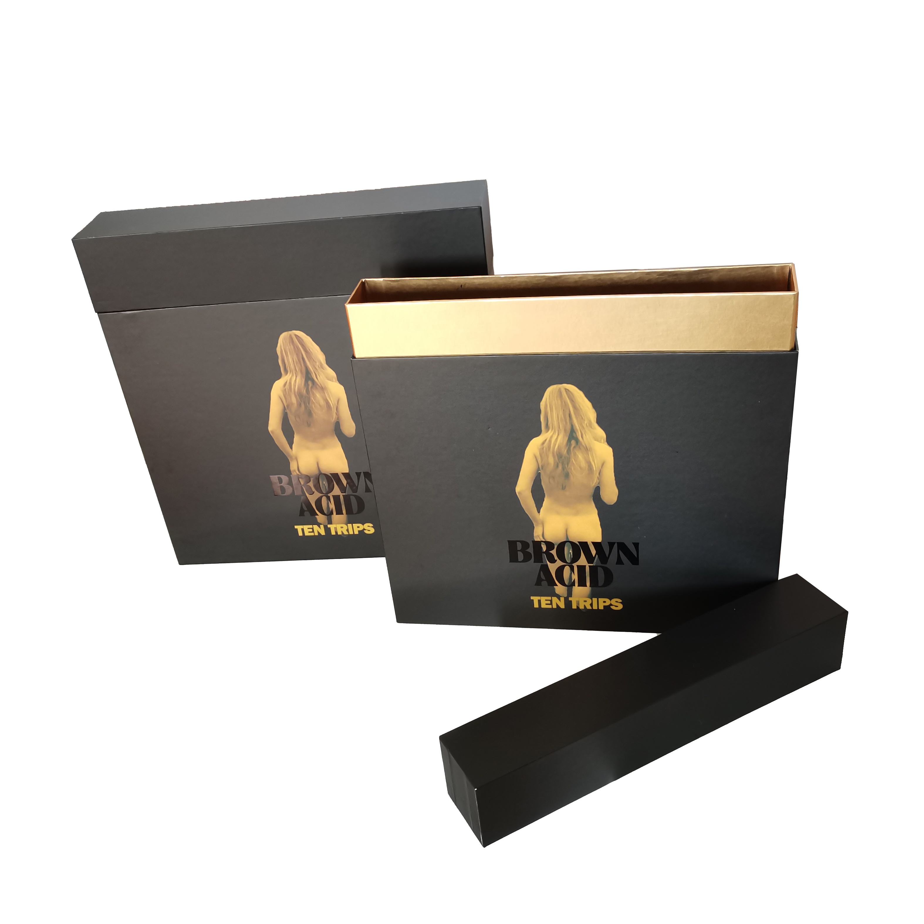 Custom Logo Matt Black Slide Out CD DVD Vinyl Record Box | Guangdong Eco-Friendly Packaging