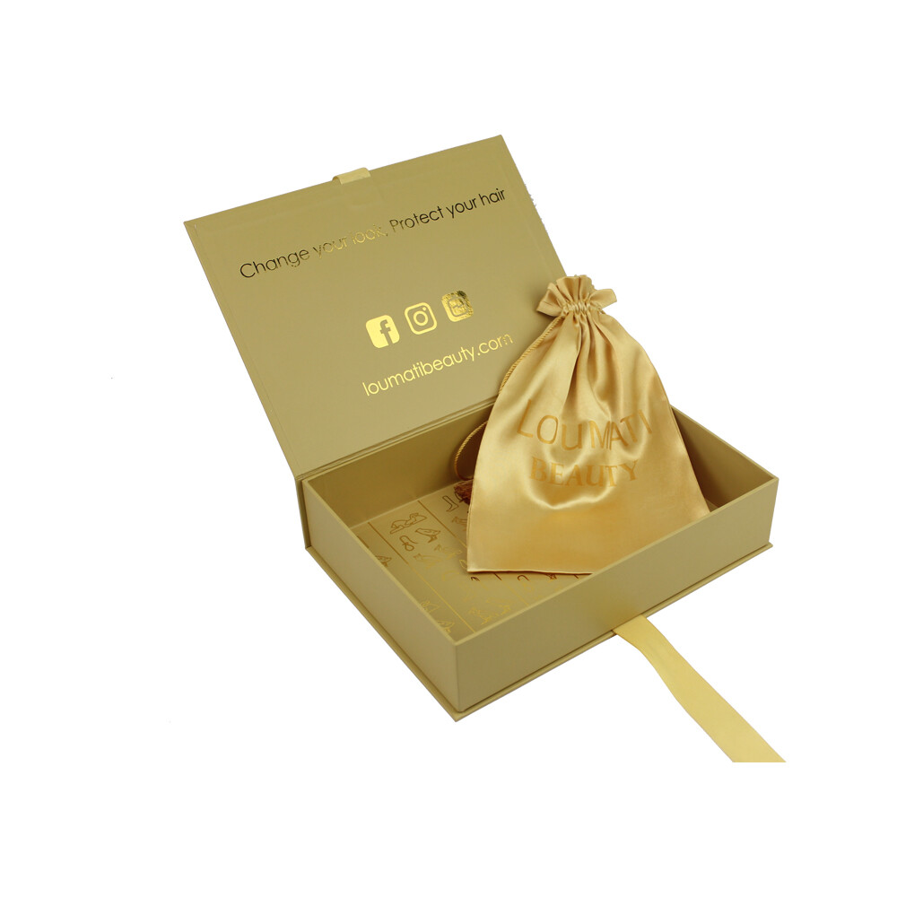 Custom Magnetic Wig Box with Logo | Flip White Magnetic Gift Box with Ribbon | Luxury Packaging