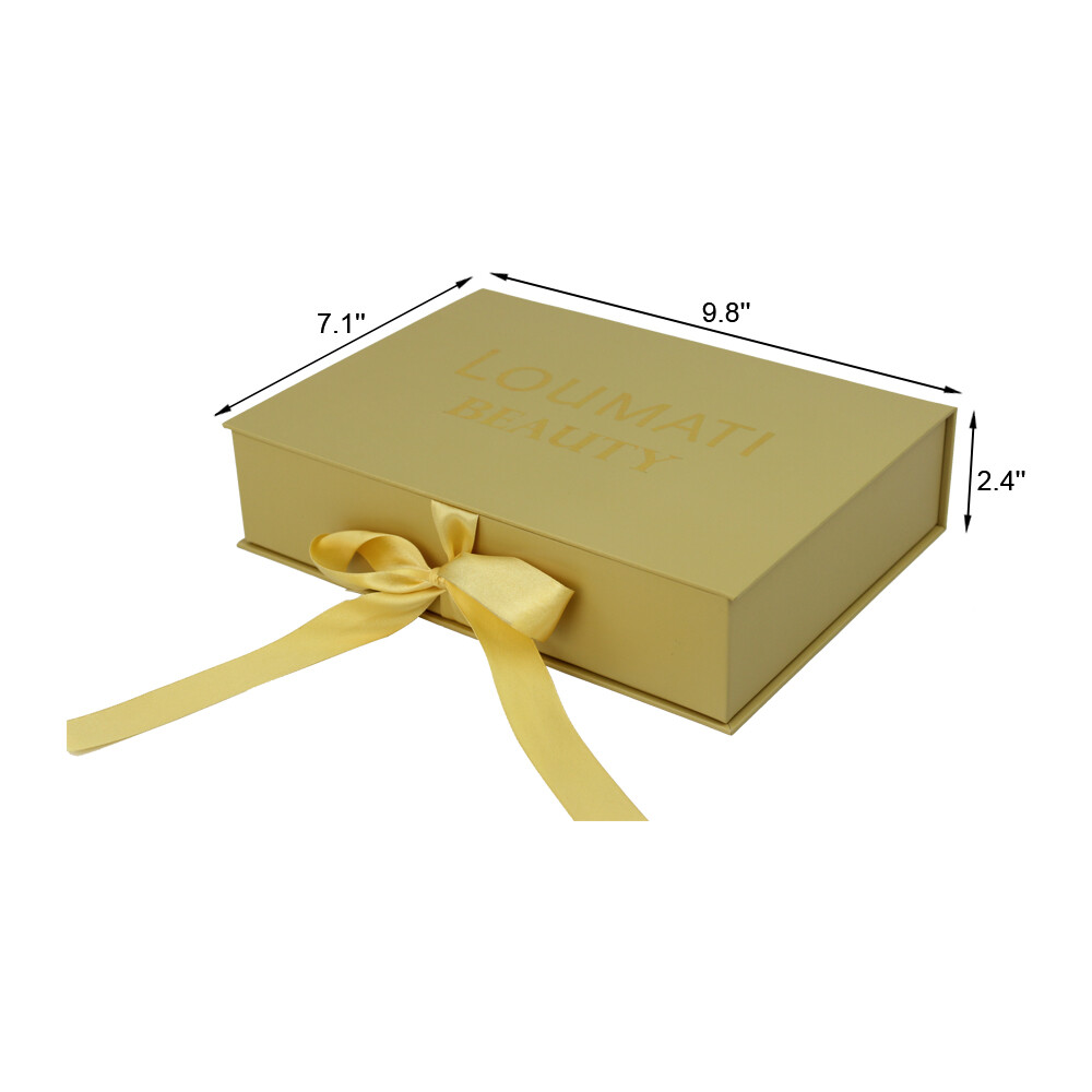 Custom Magnetic Wig Box with Logo | Flip White Magnetic Gift Box with Ribbon | Luxury Packaging
