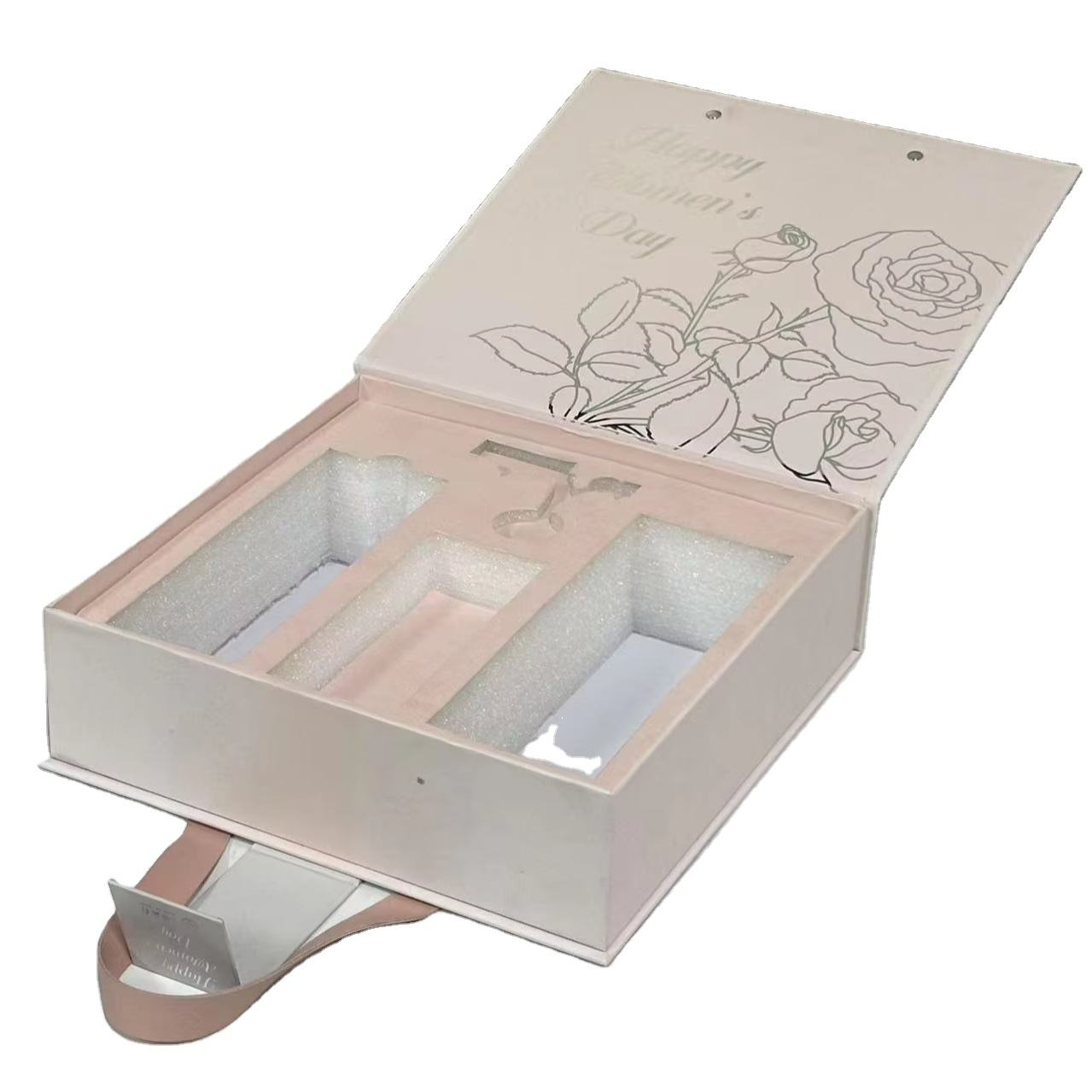 Custom Luxury Elegant Embossed-Texture EVA Pink Magnetic Gift Box with Gold Foil Logo | OEM Packaging