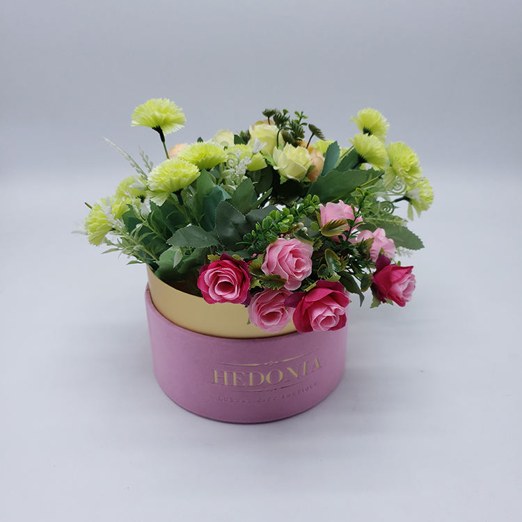 Solid Color Round Hug Bucket Three-piece Flower Gift Box - Eco-Friendly Valentine's Day Floral Packaging