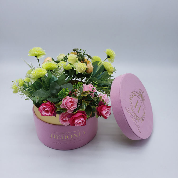 Solid Color Round Hug Bucket Three-piece Flower Gift Box - Eco-Friendly Valentine's Day Floral Packaging