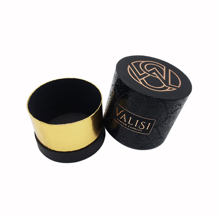 Biodegradable Gold Round Gift Box | Kraft Cardboard Mailing Tube | Eco-Friendly Candle Packaging with Ribbon
