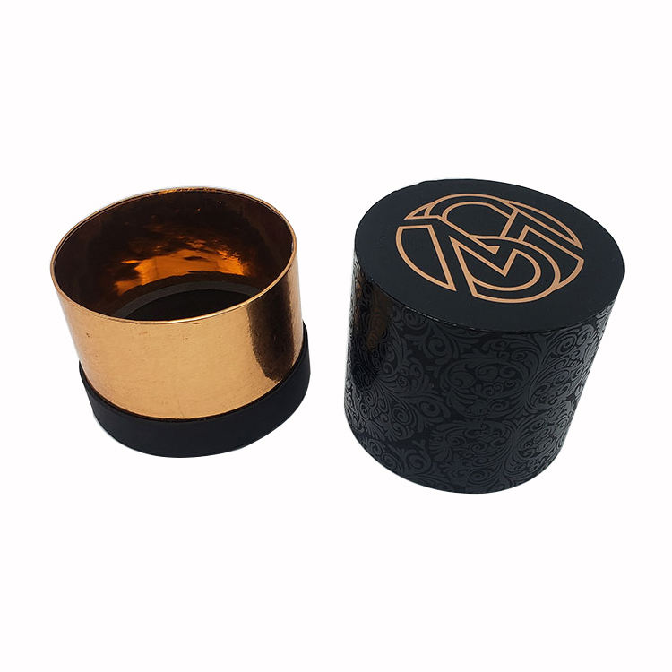 Biodegradable Gold Round Gift Box | Kraft Cardboard Mailing Tube | Eco-Friendly Candle Packaging with Ribbon