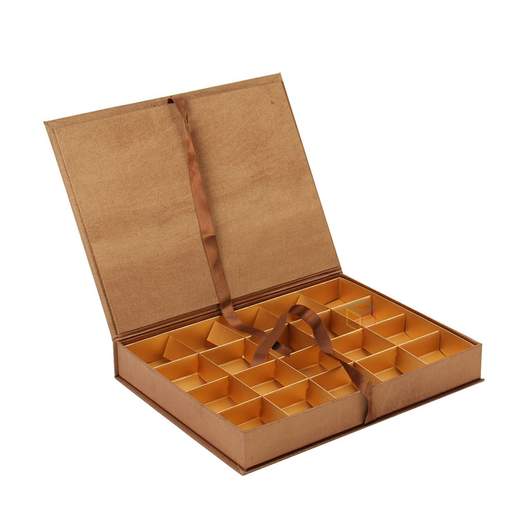 Luxury Hot Stamping Gold Logo Chocolate Box Packaging | Custom Chocolate Gift Box with Ribbon