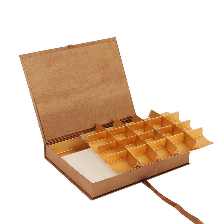 Luxury Hot Stamping Gold Logo Chocolate Box Packaging | Custom Chocolate Gift Box with Ribbon