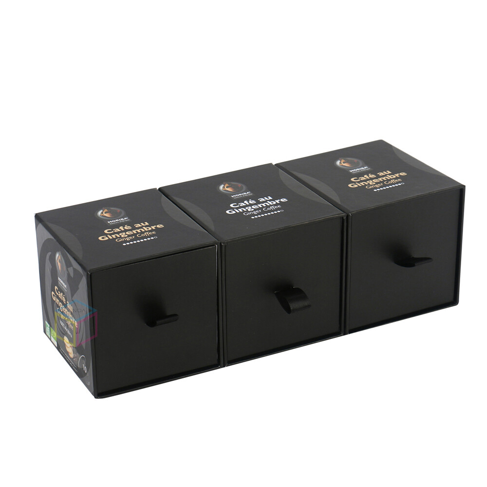Wholesale Luxury Matte Black Sliding Paper Cardboard Box | Custom Slide Out Drawer Box Packaging | Simple Design