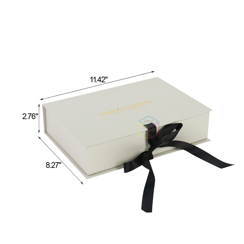 Biodegradable Magnetic Closure Jewelry Gift Box | Sustainable Hard Cardboard Packaging with Ribbon | Custom OEM