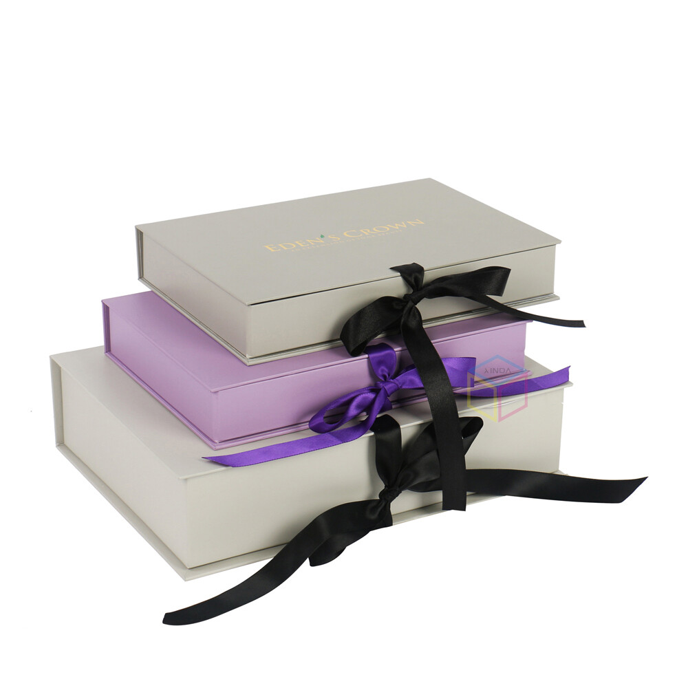 Biodegradable Magnetic Closure Jewelry Gift Box | Sustainable Hard Cardboard Packaging with Ribbon | Custom OEM