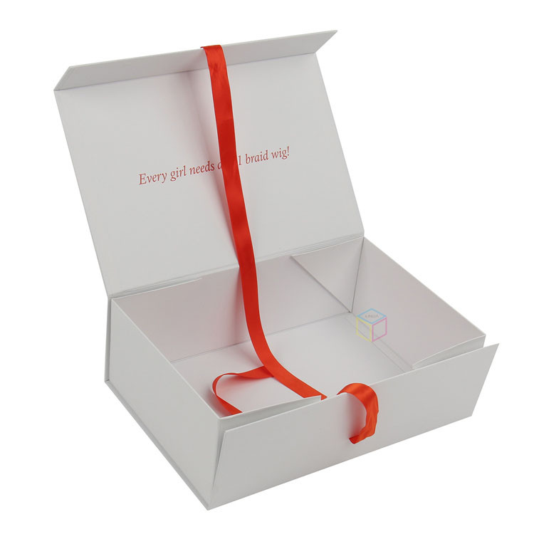 Custom Magnetic Flat Foldable Gift Box with Ribbon Handle for Clothes | Eco-Friendly Packaging | OEM Service