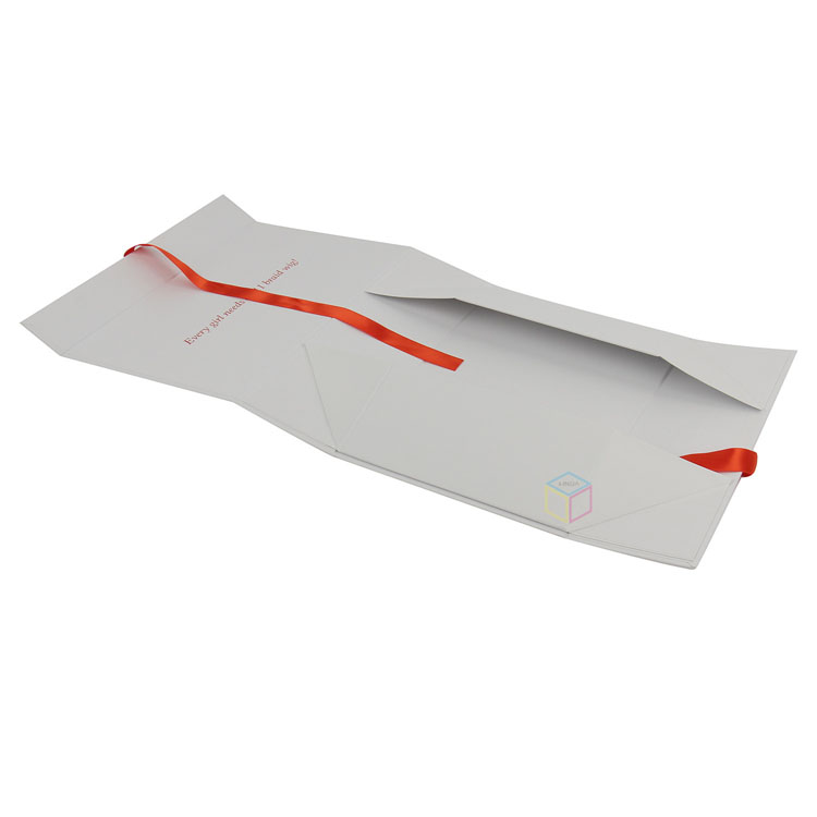 Custom Magnetic Flat Foldable Gift Box with Ribbon Handle for Clothes | Eco-Friendly Packaging | OEM Service