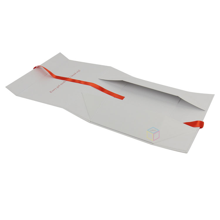 Custom Magnetic Flat Foldable Gift Box with Ribbon Handle for Clothes | Eco-Friendly Packaging | OEM Service