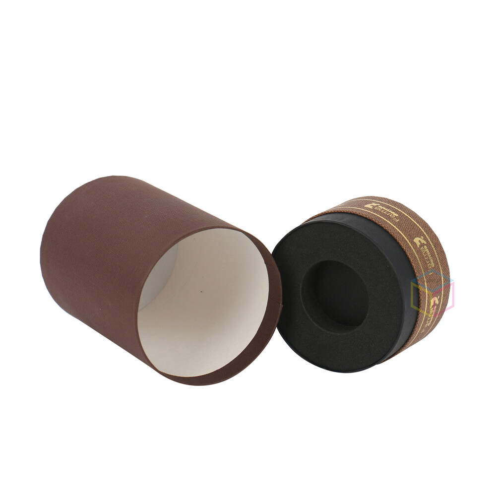 Luxury Gold Foil Round Cylinder Paper Skincare Essential Oil Cosmetic 50ml Perfume Bottle Packaging Paper Tube with EVA Insert - Custom & Eco-Friendly