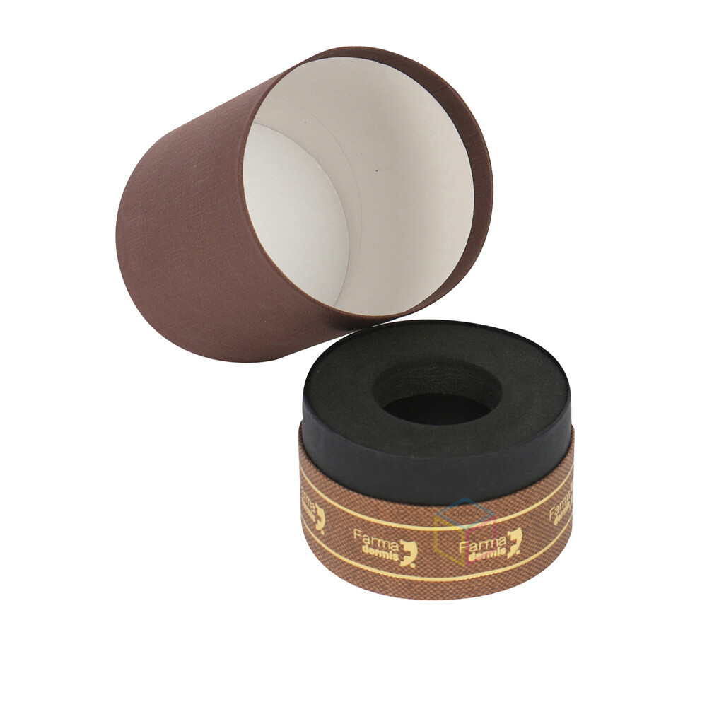 Luxury Gold Foil Round Cylinder Paper Skincare Essential Oil Cosmetic 50ml Perfume Bottle Packaging Paper Tube with EVA Insert - Custom & Eco-Friendly