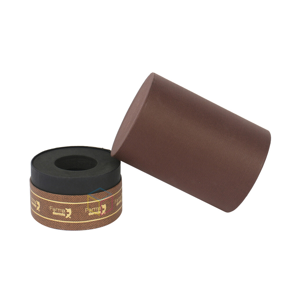 Luxury Gold Foil Round Cylinder Paper Skincare Essential Oil Cosmetic 50ml Perfume Bottle Packaging Paper Tube with EVA Insert - Custom & Eco-Friendly
