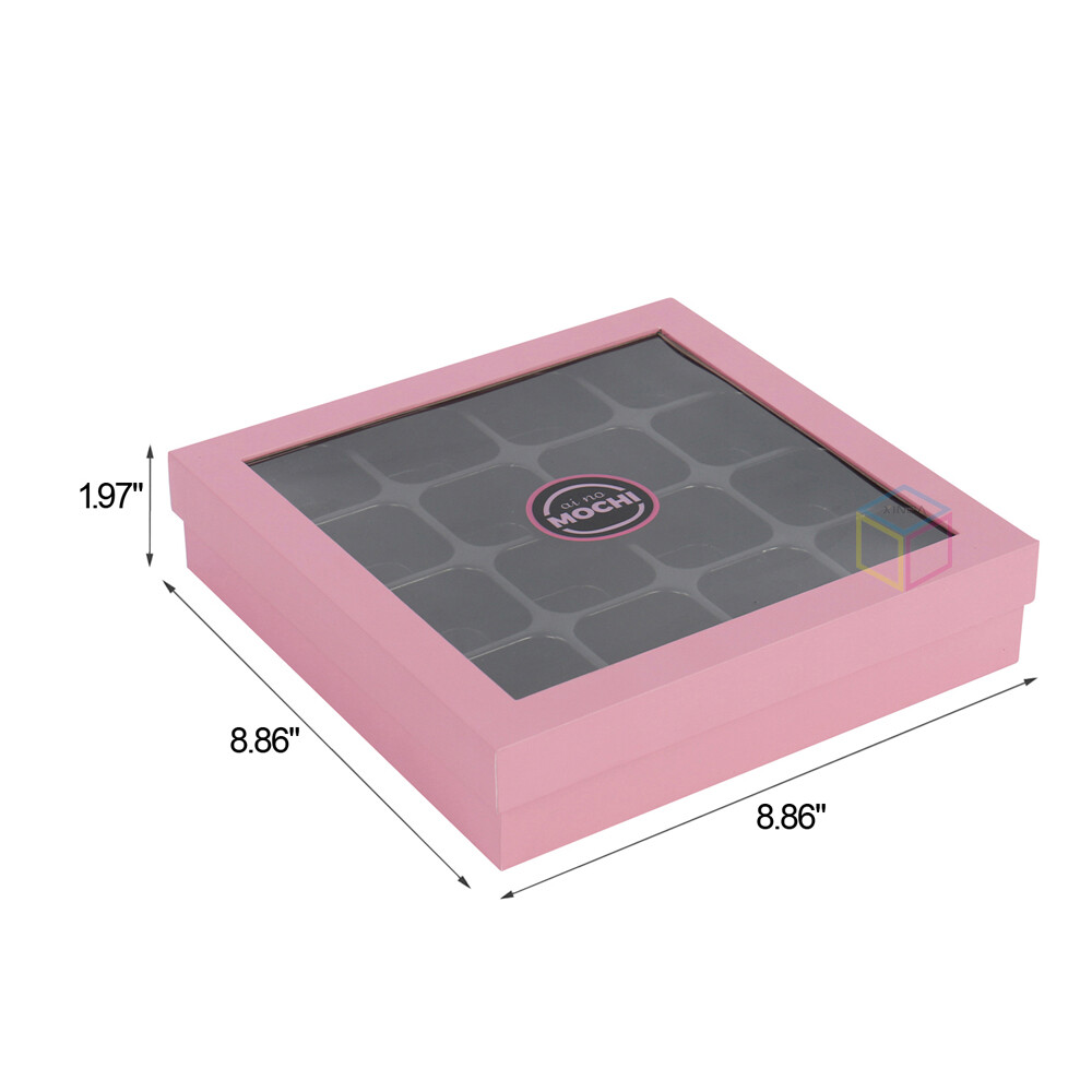 Mini Cake Pink Fancy Cardboard Paper Gift Box With Dividers and Window for Dessert Candy Packaging | Custom Eco-Friendly