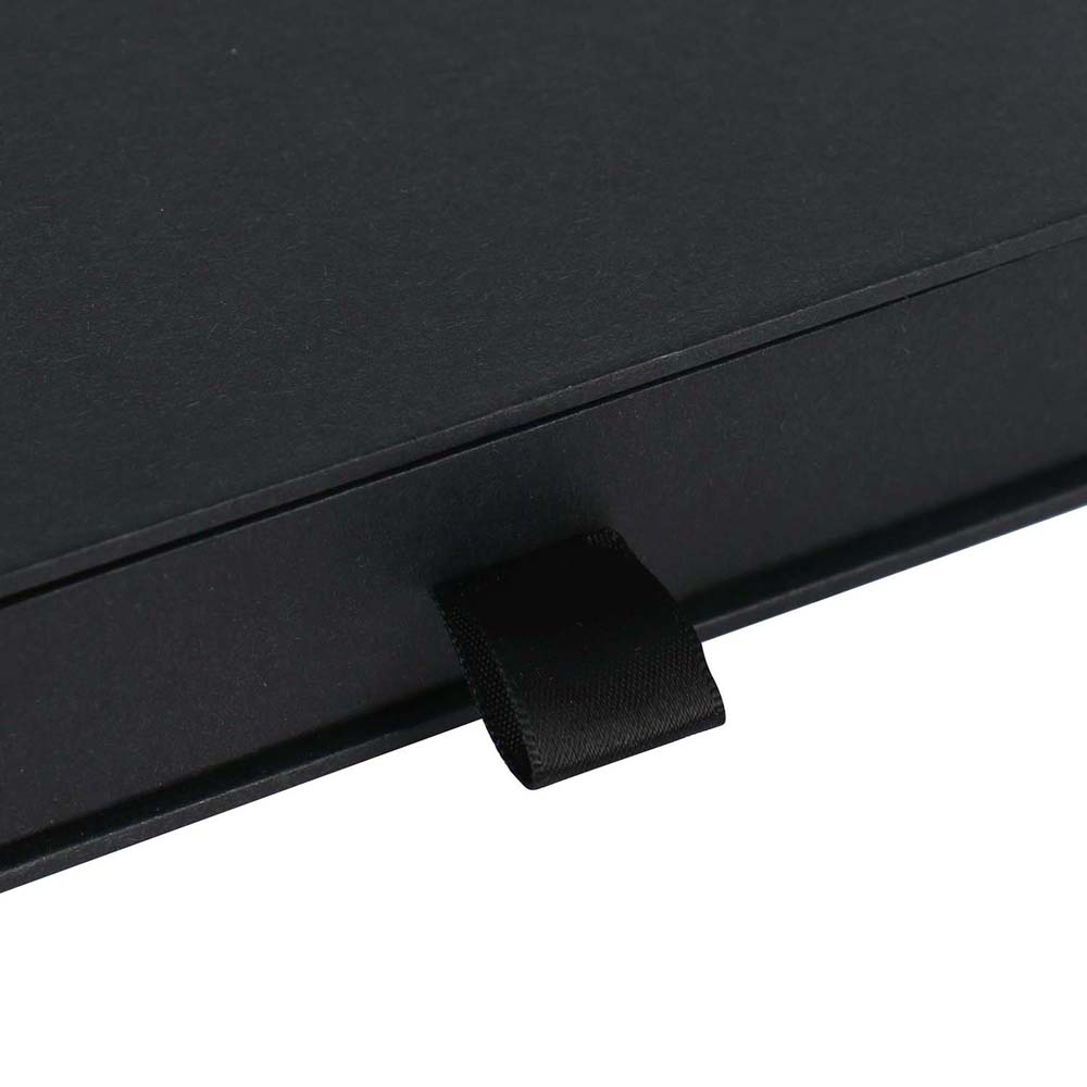 Custom Black Cardboard Jewelry Box with Slide Drawer | Eco-Friendly Packaging | OEM Printing