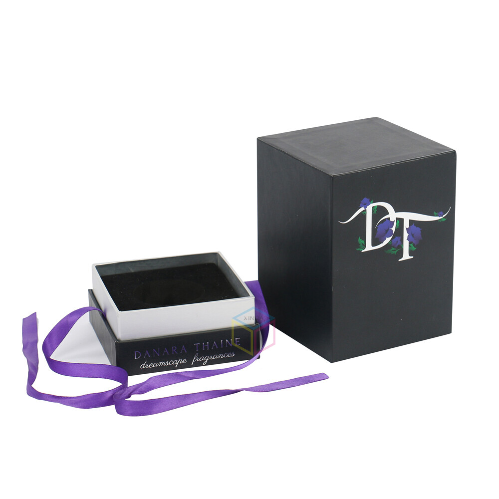Custom Logo Black Cardboard Perfume Gift Box with Holder | OEM Luxury Packaging