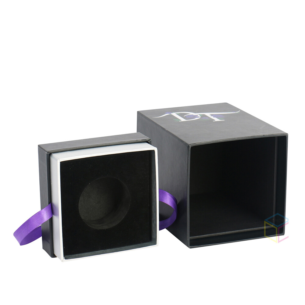 Custom Logo Black Cardboard Perfume Gift Box with Holder | OEM Luxury Packaging
