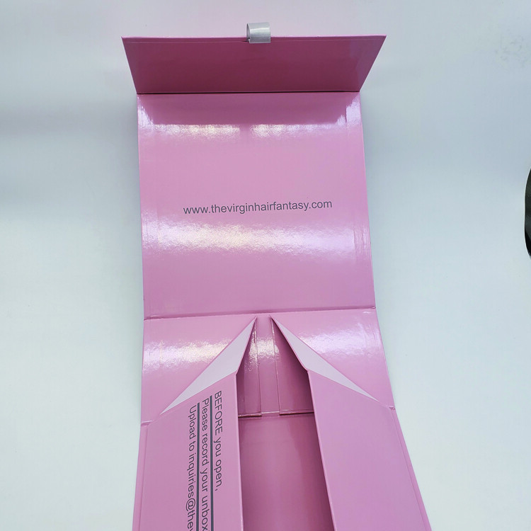 Custom Logo Pink Rigid Cardboard Gift Box with Magnetic Closure & Ribbon | OEM Cosmetic Packaging