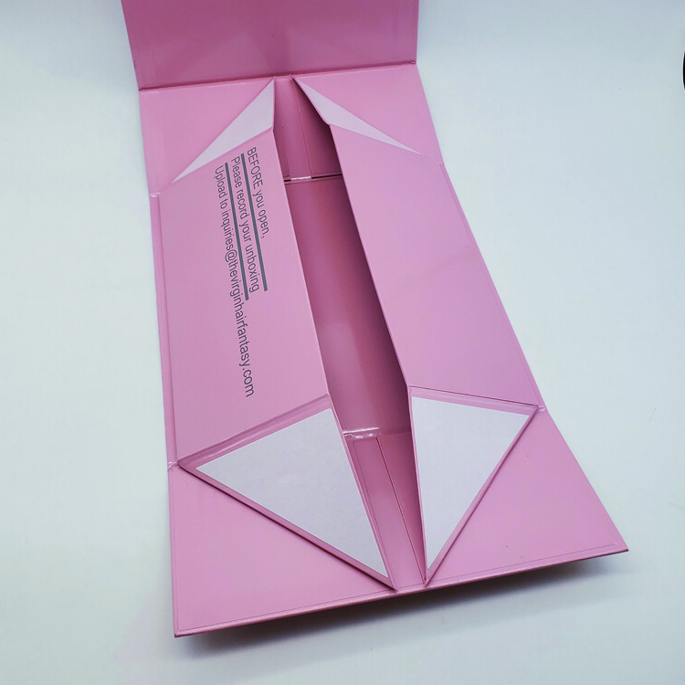 Custom Logo Pink Rigid Cardboard Gift Box with Magnetic Closure & Ribbon | OEM Cosmetic Packaging