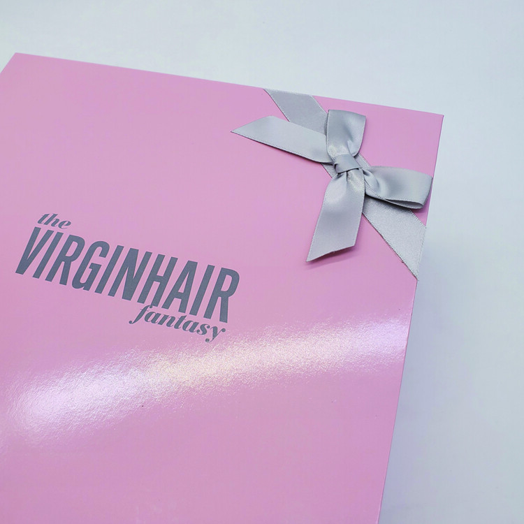 Custom Logo Pink Rigid Cardboard Gift Box with Magnetic Closure & Ribbon | OEM Cosmetic Packaging