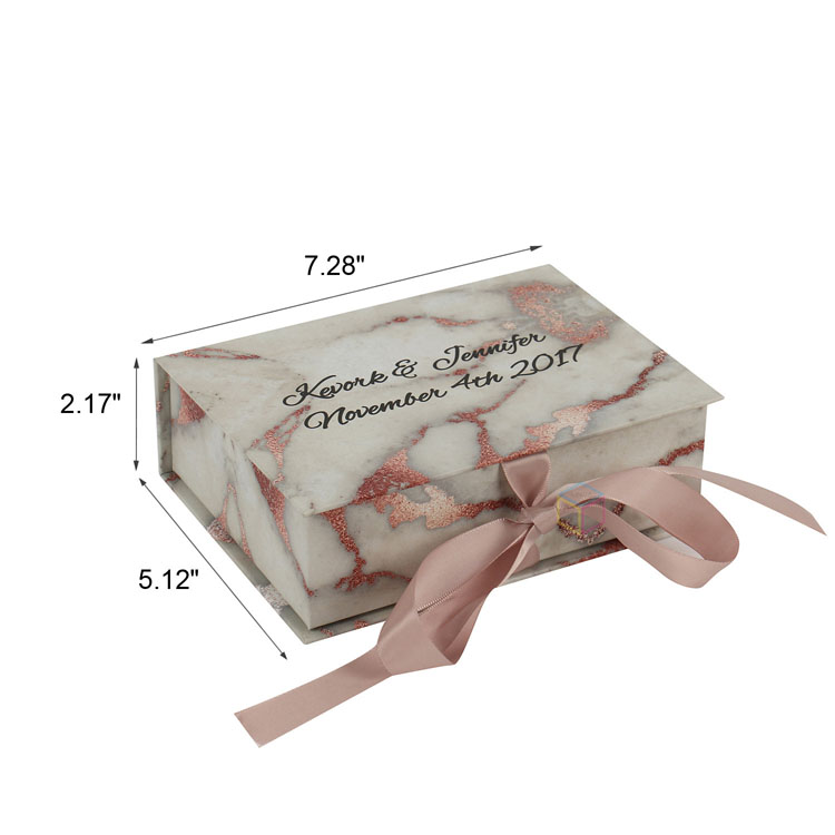 Custom Matte Pink Magnetic Jewelry Gift Box with Ribbon