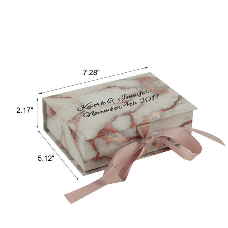 paper box 2000-1 Custom Matte Pink Magnetic Jewelry Gift Box with Ribbon