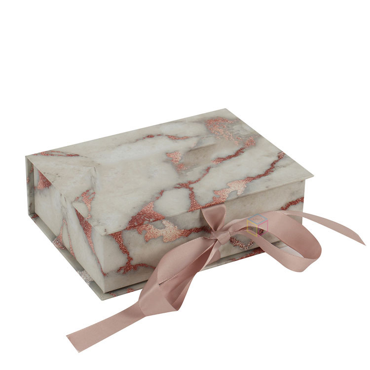 Custom Matte Pink Magnetic Jewelry Gift Box with Ribbon