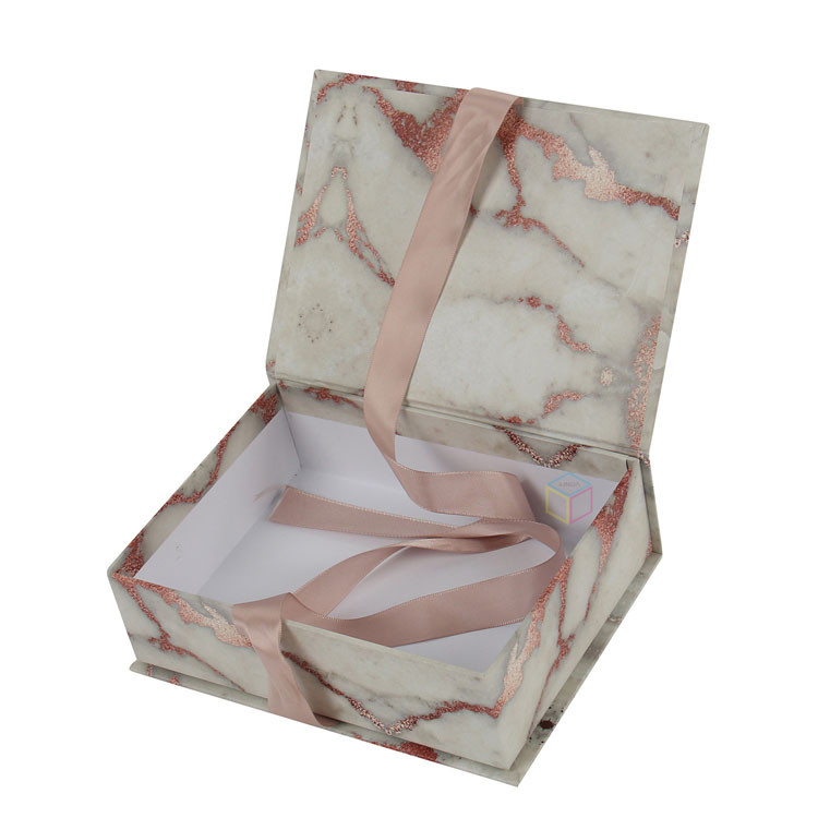 paper box 2000-156g Custom Matte Pink Magnetic Jewelry Gift Box with Ribbon