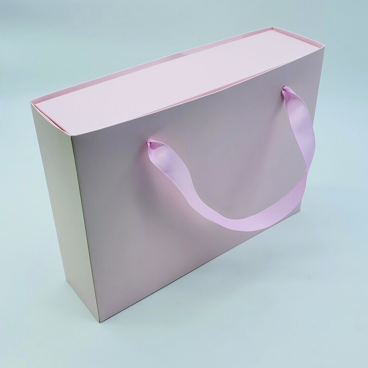 Custom Matt Black Sliding Drawer Paper Hair Bundle Extension Wigs Packaging Box with Satin Insert and Ribbon Handle