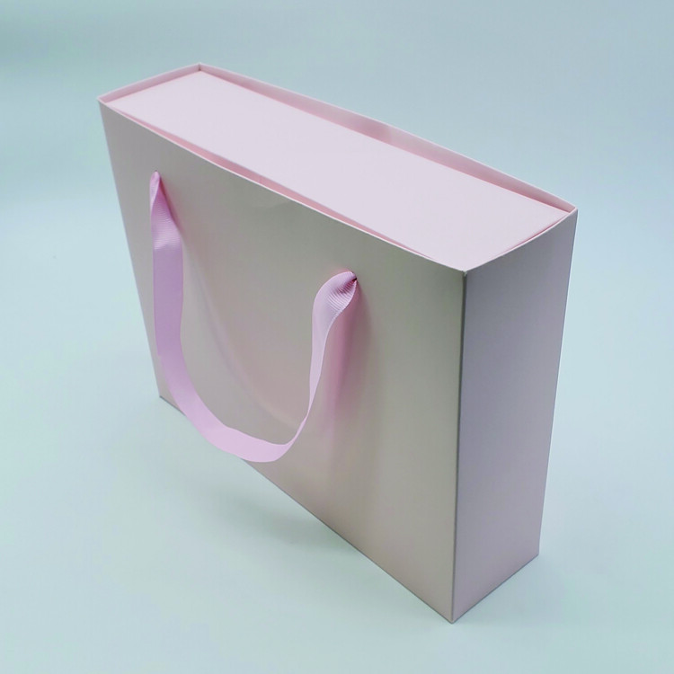Custom Matt Black Sliding Drawer Paper Hair Bundle Extension Wigs Packaging Box with Satin Insert and Ribbon Handle