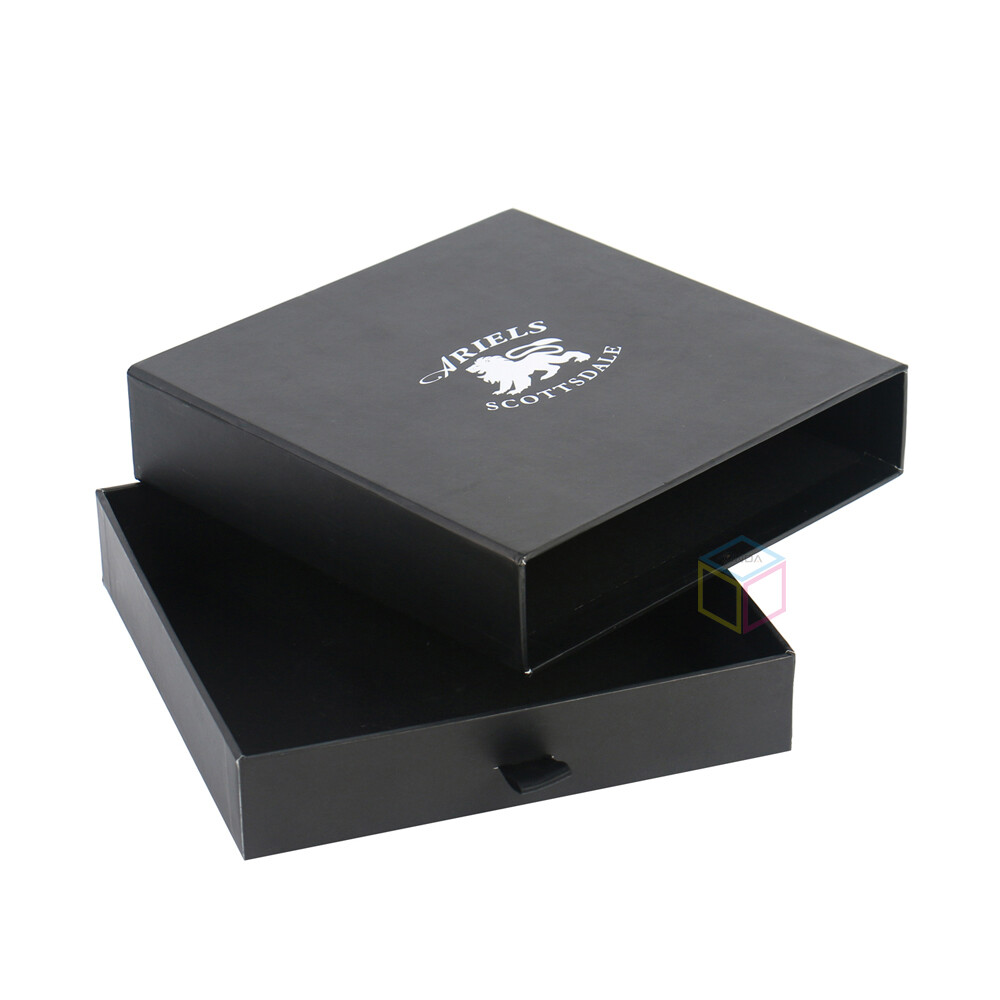 OEM High Quality Matte Black Sliding Drawer 1ml 5ml Round Glass Jars Gift Packaging Box Concentrate Container Push-Slide Boxes
