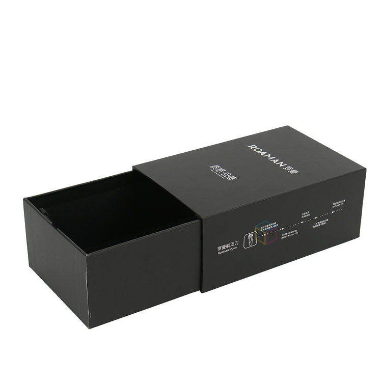 Black Color Printed Paper Drawer Gift Box Unique Custom Packaging Slide Out Gift Box for Perfume