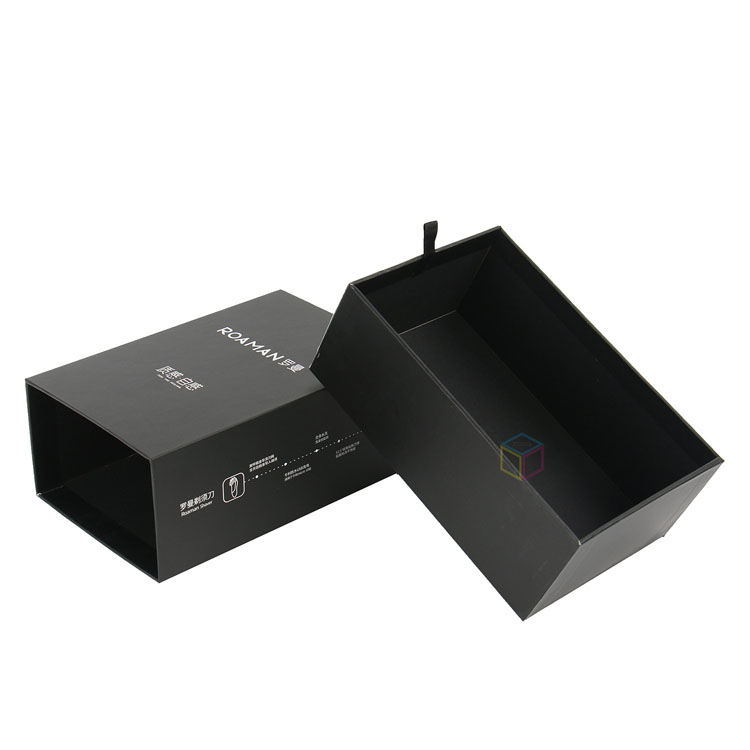 Black Color Printed Paper Drawer Gift Box Unique Custom Packaging Slide Out Gift Box for Perfume