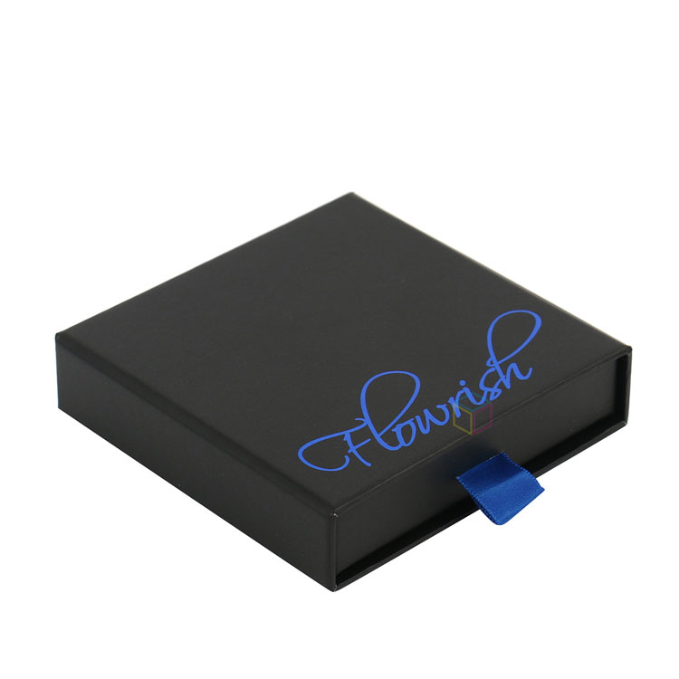 High Quality Customized Logo Black Cardboard Paper Box Slide Drawer Jewelry Necklace Packaging with EVA Inserts