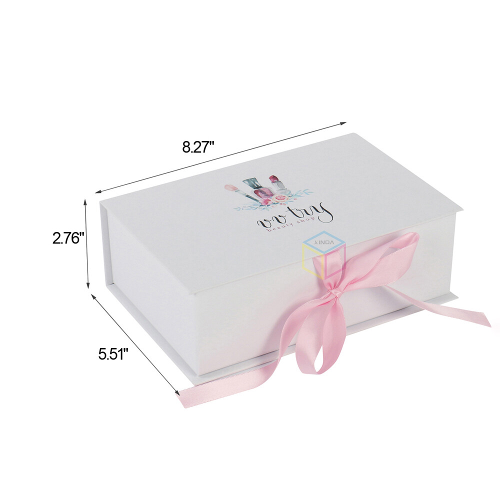 Wholesale Custom White Book Shape Luxury Wig Packing Cardboard Gift Box with Ribbon Bow