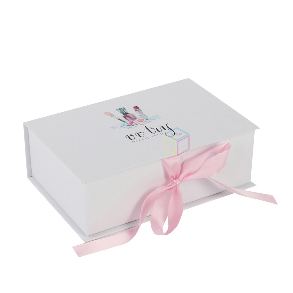 Wholesale Custom White Book Shape Luxury Wig Packing Cardboard Gift Box with Ribbon Bow