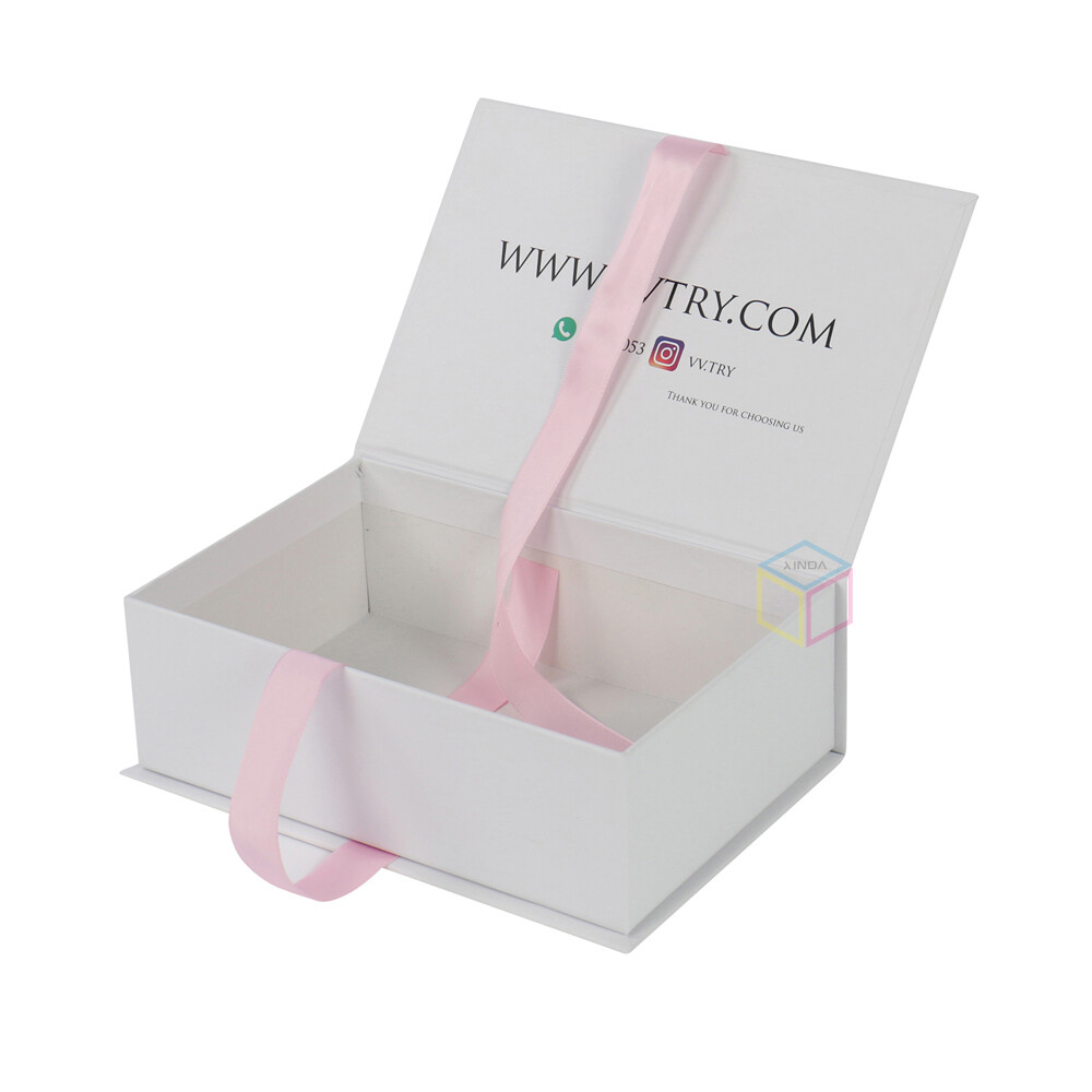 Wholesale Custom White Book Shape Luxury Wig Packing Cardboard Gift Box with Ribbon Bow