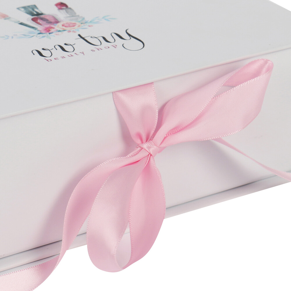 Wholesale Custom White Book Shape Luxury Wig Packing Cardboard Gift Box with Ribbon Bow