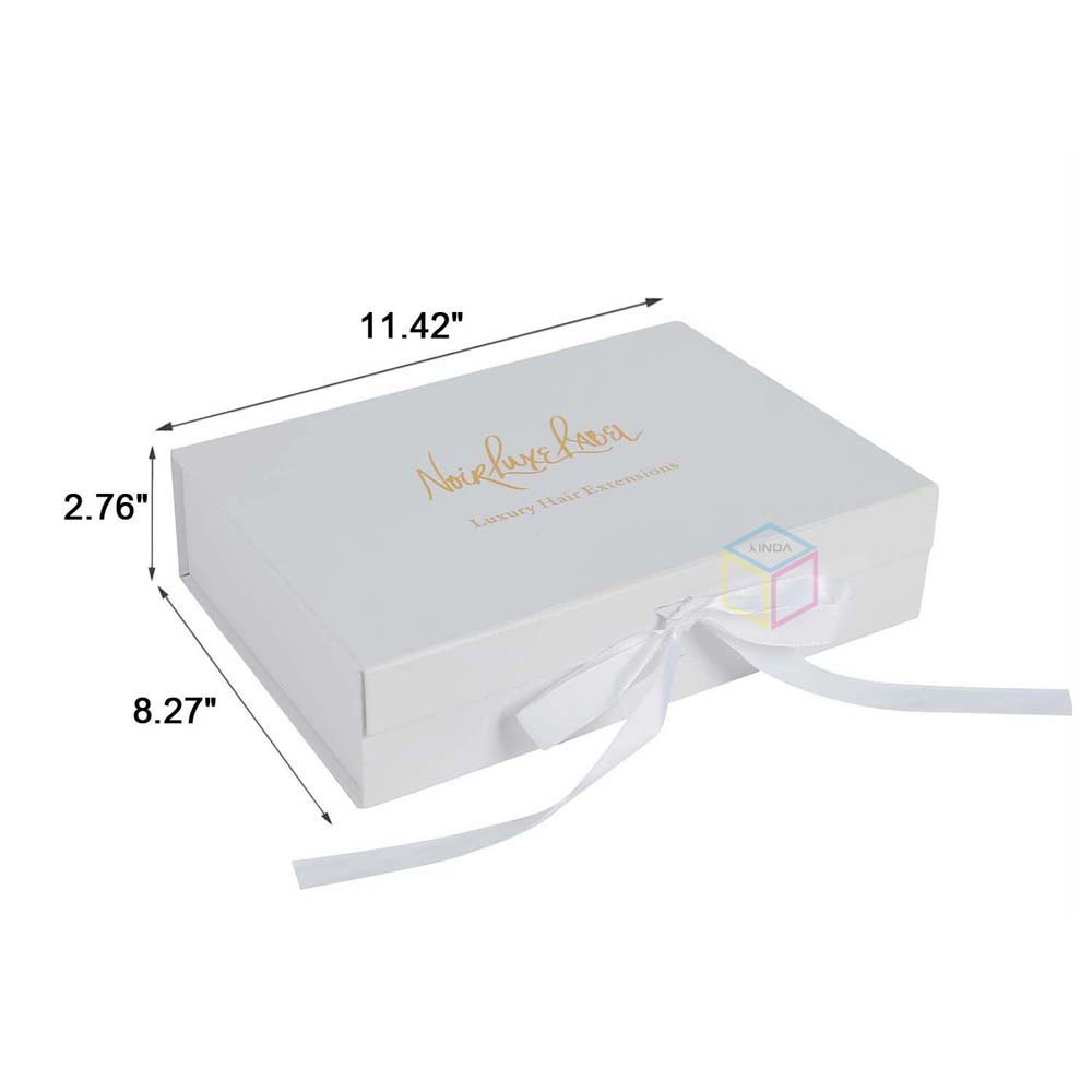 Custom Luxury Product Box With Silk Ribbon Gift Packaging Box Folding Magnetic Purple Paper Box With Handle