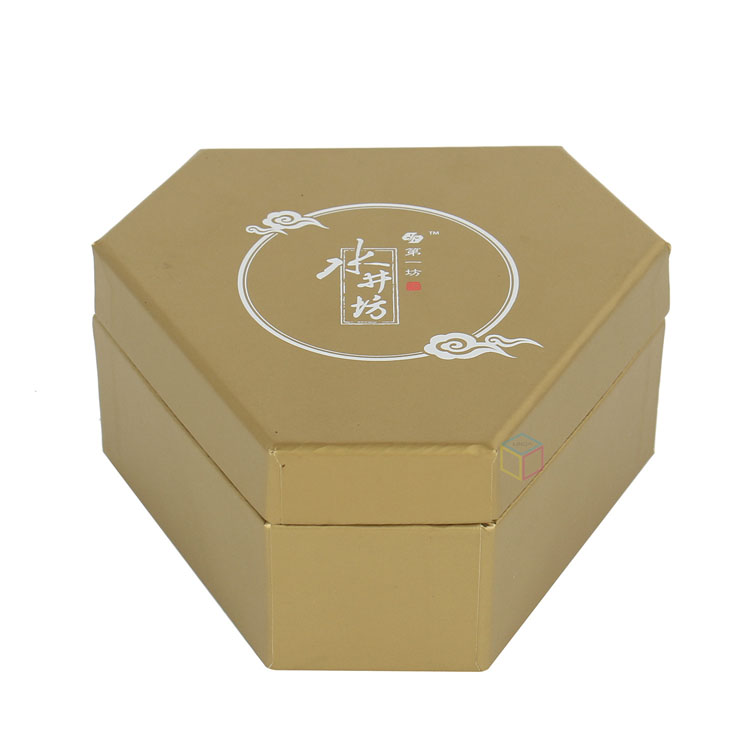 Customized Cardboard Matte Blue Hexagonal Box with Foam Tray for Bracelets Necklaces Rings Jewelry Packaging