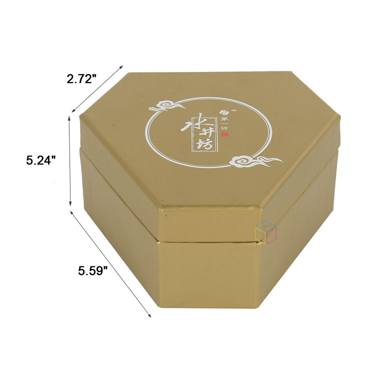Customized Cardboard Matte Blue Hexagonal Box with Foam Tray for Bracelets Necklaces Rings Jewelry Packaging