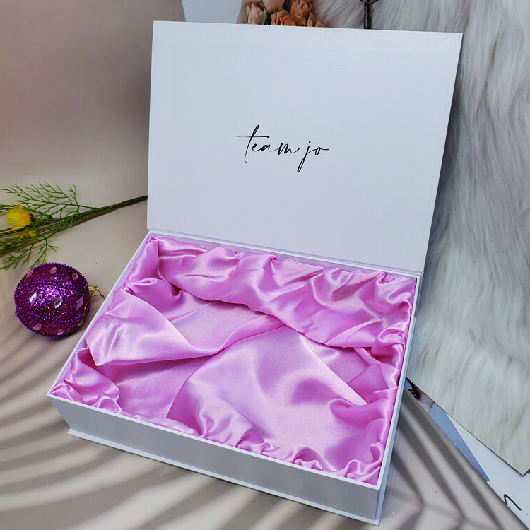 Black Super Quality Custom Two Piece Paper Gift Lingerie Clothing Packaging Lid and Base Paper Box with Satin