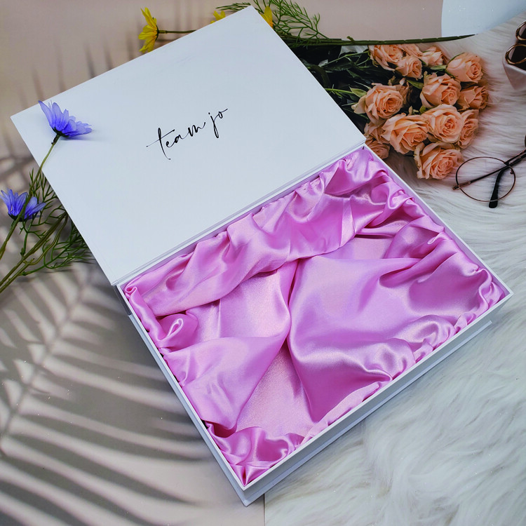 Black Super Quality Custom Two Piece Paper Gift Lingerie Clothing Packaging Lid and Base Paper Box with Satin