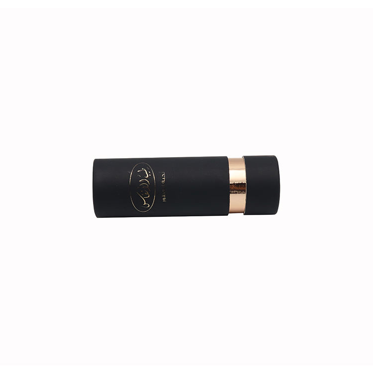 Luxury Gold Foil Round Cylinder Paper Skincare Essential Oil Cosmetic 50ml Perfume Bottle Packaging Paper Tube with EVA Insert